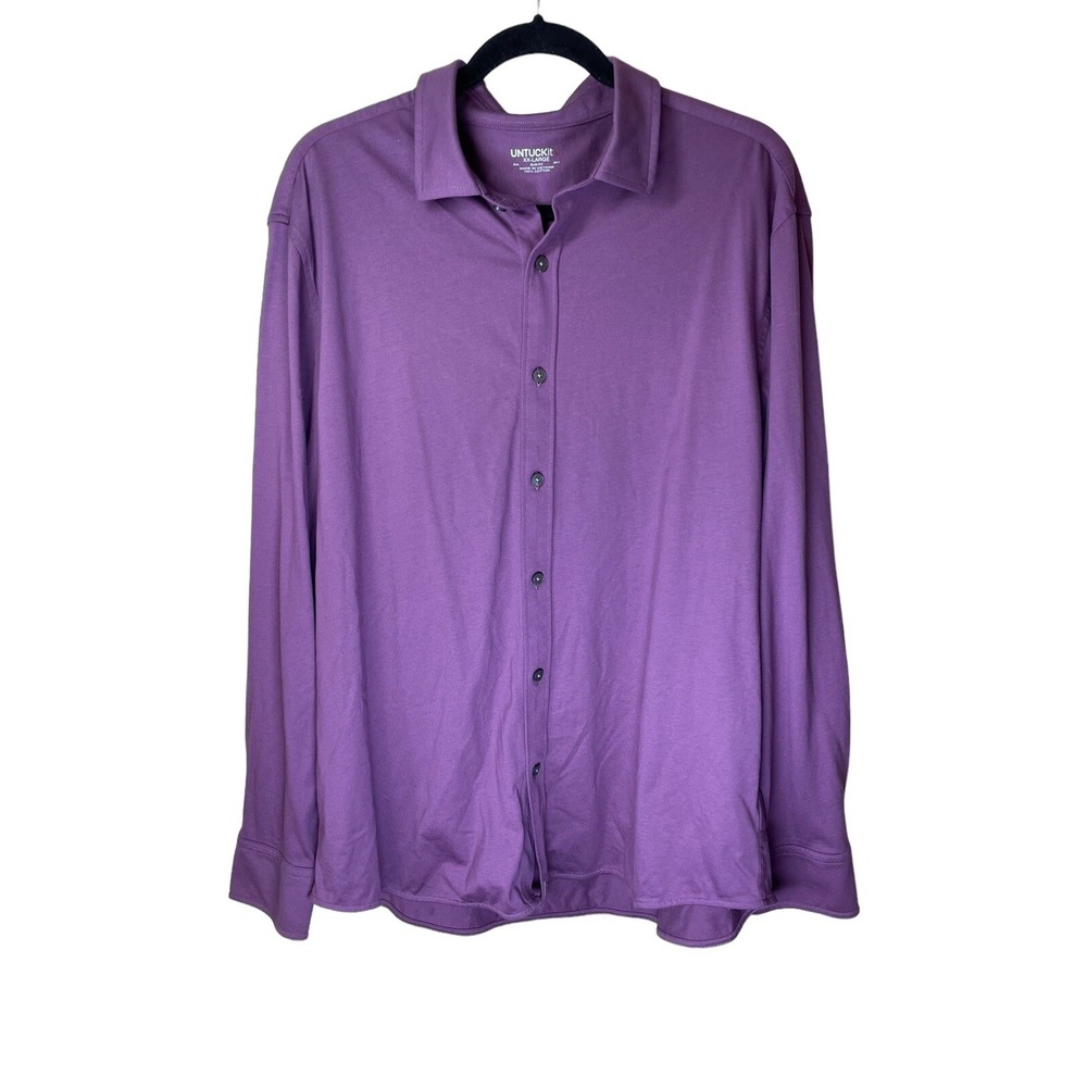 UNTUCKit Mens XXL‎ Slim Fit Long Sleeve Button Down Shirt Purple 100% Cotton